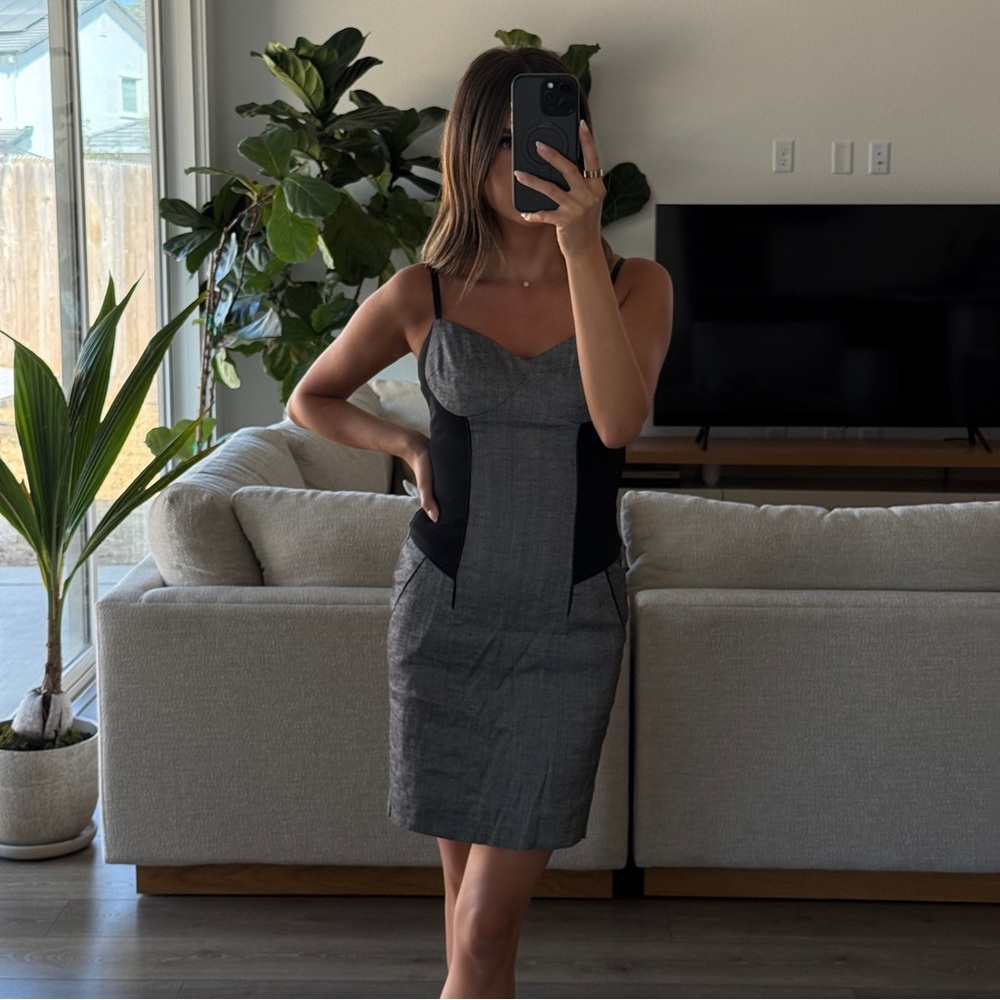 bebe Gray and Black Mini Dress